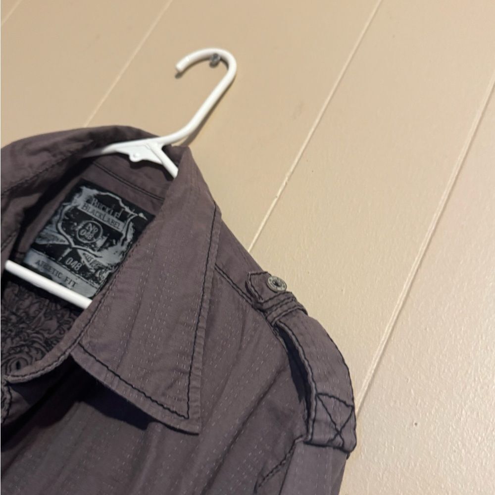 BUCKLE BLACK LABEL Men Large Y2K embroidered Shuttle Strap button down Shirt - Picture 5 of 12